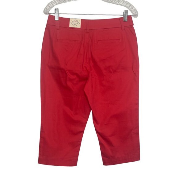 St Johns Bay Womens Scarlet Ibis Capri Pant MidRise Pink Size 6P Petite New - Picture 2 of 11
